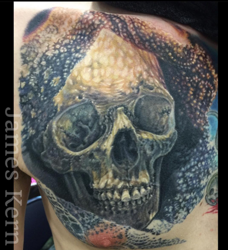 James Kern - Laced Skull Tattoo (in-progress)